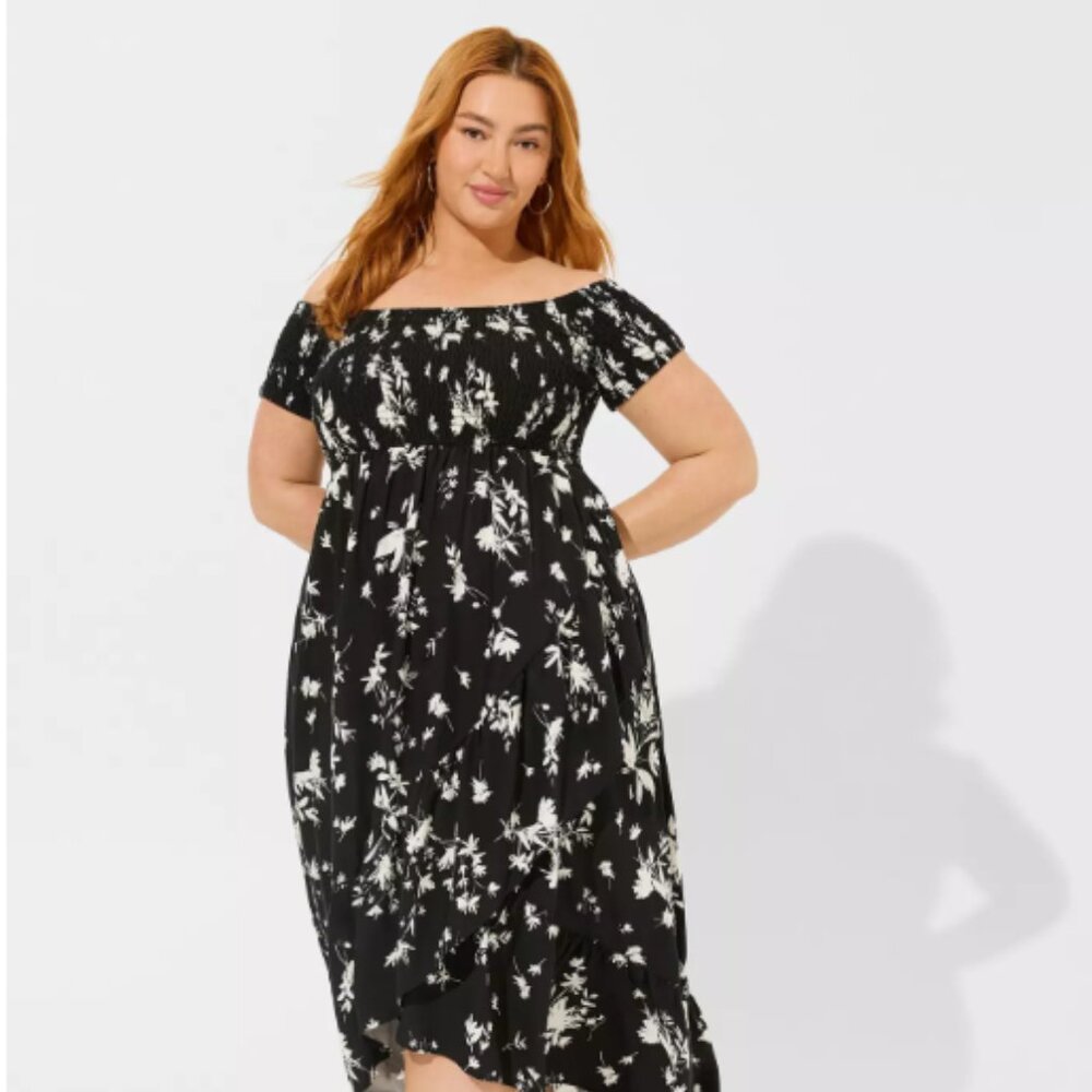 Torrid | Maxi Challis Off Shoulder Tulip Hem Dress